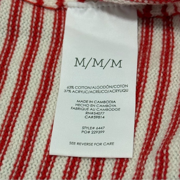 Cabi NWOT Ringmaster Cowl Neck Pullover #6447 Red soft white stripe Sz. M - Picture 4 of 5